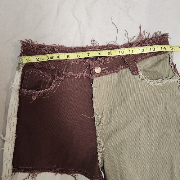 NWT Jaded London Brown Patchwork Denim Jeans - Picture 7 of 9